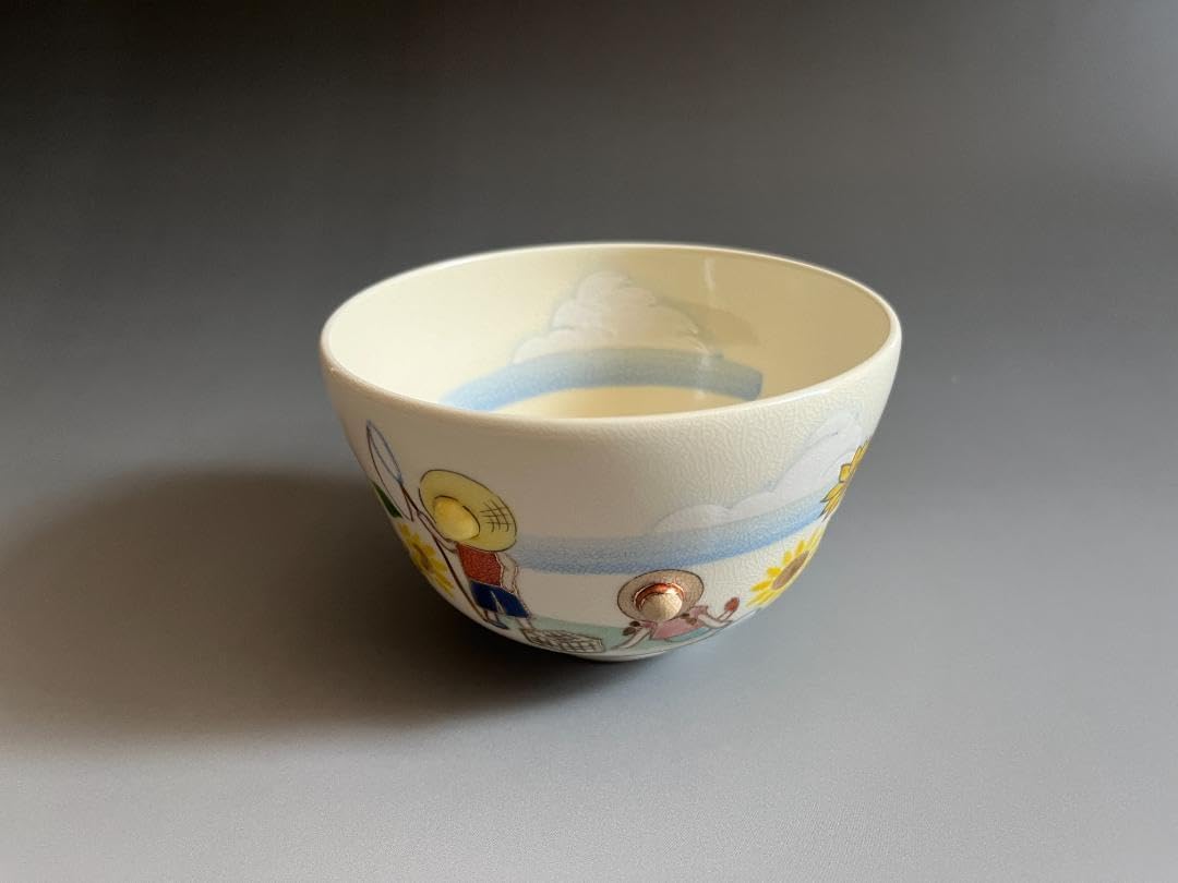 小手毬窯 夏休み 茶碗 茶道具 茶碗 色絵 秋草花籠 小手毬窯 新品未使用 秋